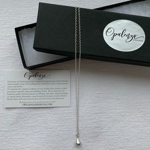 Opulenza Designs Tiny Silver Teardrop Necklace